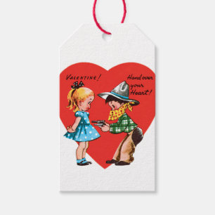 Étiquettes-cadeau Antique Valentine Couple Heart