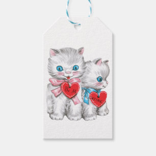Étiquettes-cadeau Antique Valentine Kittens Coeur
