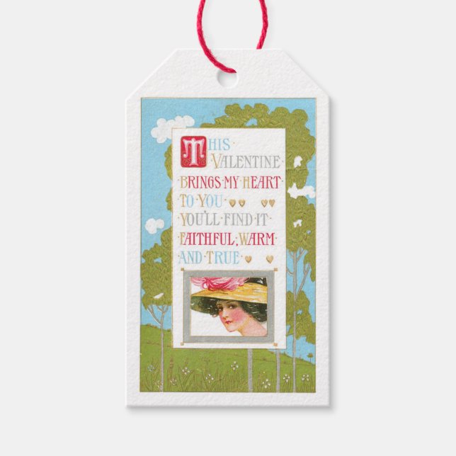 Étiquettes-cadeau Antique Valentine Lady (Devant)