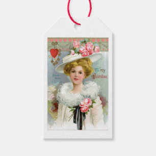 Étiquettes-cadeau Antique Valentine Rose Florale Dame