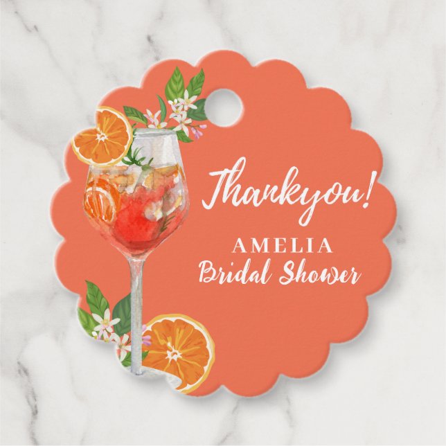 Étiquettes Cadeau Aperol spritz citron agrumes Orange douche nuptial (Devant)