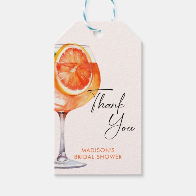 Étiquettes-cadeau Aperol Spritz Fête des mariées aquarelle (Devant)