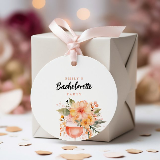 Étiquettes Cadeau Aperol Spritz Floral EVJF Fête de Bachelorette (Créateur téléchargé)