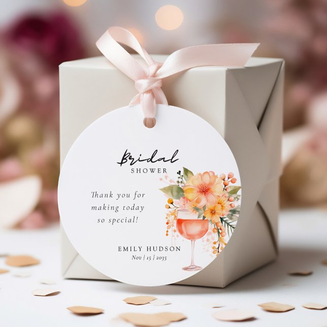 Étiquettes Cadeau Aperol Spritz Floral Mariage de Rêve (Créateur téléchargé)