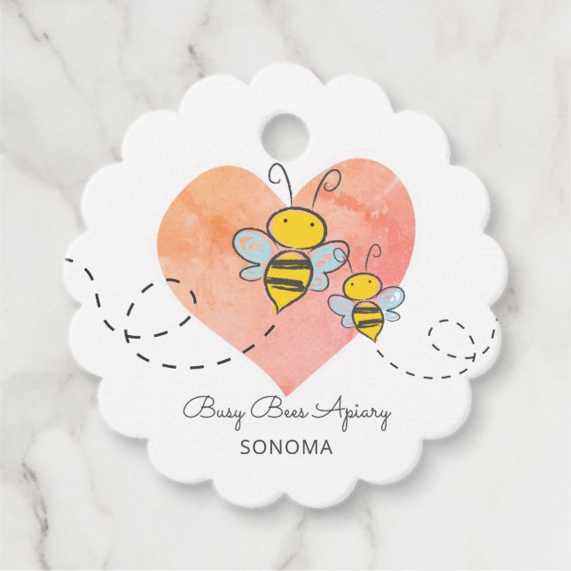Étiquettes Cadeau Apiary Honey Bees Heart Beekeeper Farm Price (Devant)