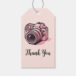 Étiquettes-cadeau Appareil Photo Numérique Reflex Pink Tendance Pers