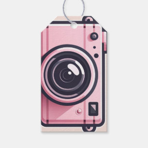 Étiquettes-cadeau Appareil photo tendance rose pour séance de prise