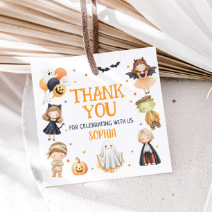 Étiquettes Cadeau Appel à tous les monstres Halloween Carré d'annive
