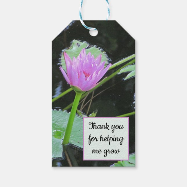 Étiquettes-cadeau Appréciation de l'enseignant Merci Eau Lily Fleur (Devant)