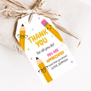 Étiquettes-cadeau Appréciation de l'enseignant scolaire Merci Favori