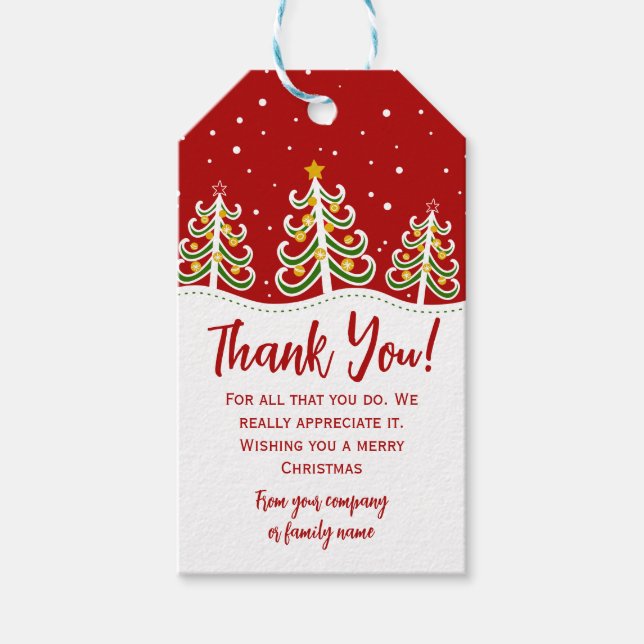 Étiquettes-cadeau Appréciation du Merci de Noël (Devant)