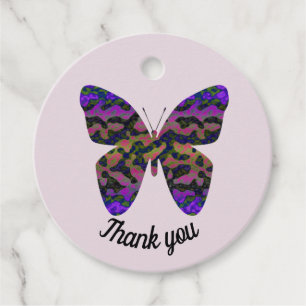 Étiquettes Cadeau Appréciation du papillon coloré Merci