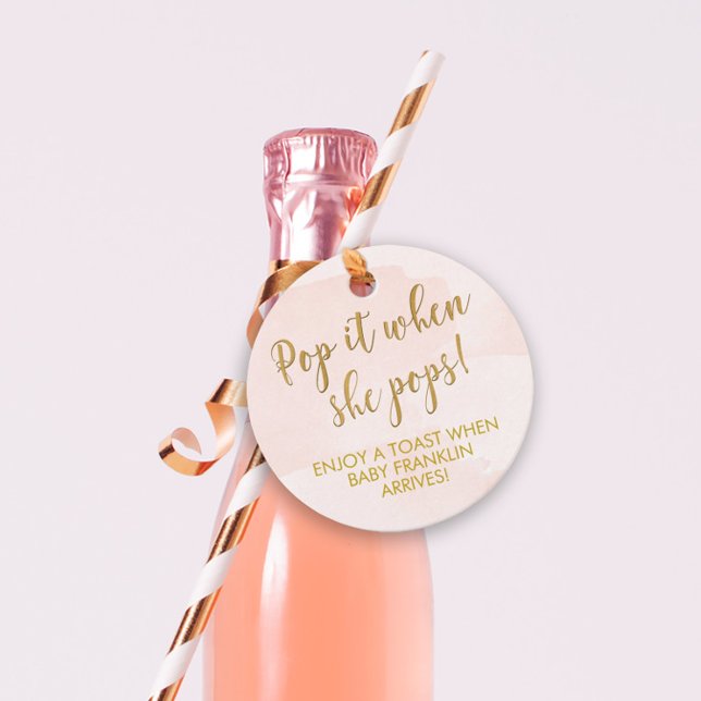 Étiquettes Cadeau Appuyez dessus quand elle pointe Baby shower Favor (Créateur téléchargé)