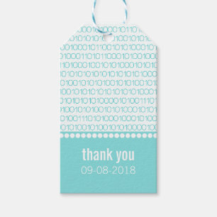 Étiquettes-cadeau Aqua Geek Chic Binary Code Tags cadeaux