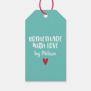 Étiquettes-cadeau Aqua Personnalisé Fait Maison Avec Coeur D'Amour