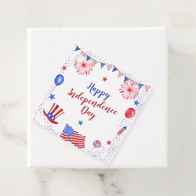 Étiquettes Cadeau Aquarelle 4 juillet fête de l'indépendance (En situation)