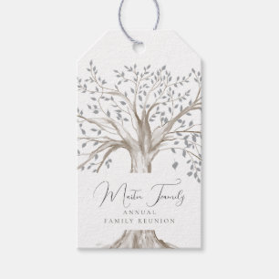 Étiquettes-cadeau Aquarelle annuelle de réunion de l'arbre familial