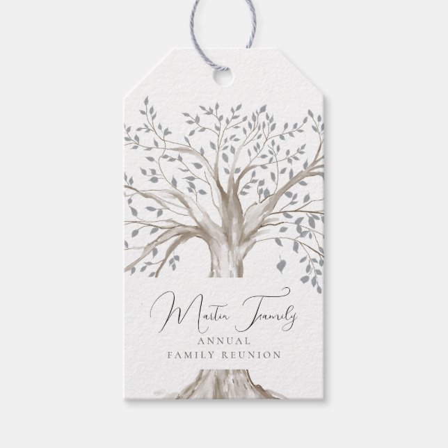 Étiquettes-cadeau Aquarelle annuelle de réunion de l'arbre familial (Devant)