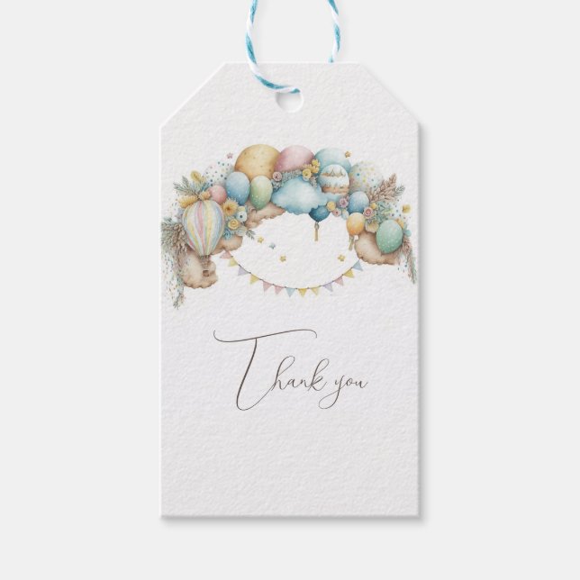 Étiquettes-cadeau Aquarelle arc-en-ciel Air Baby shower (Devant)