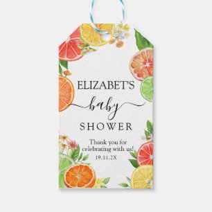 Étiquettes-cadeau Aquarelle Baby shower Tropical Citrus