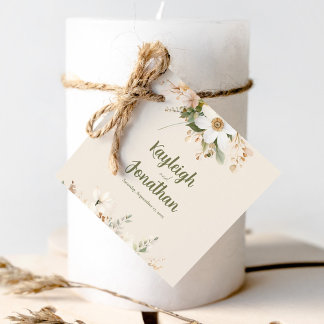 Étiquettes Cadeau Aquarelle Beige moderne Mariage floral Favoriser