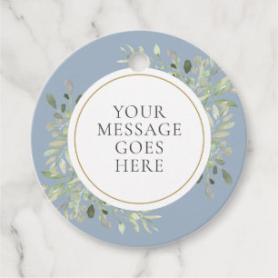 Étiquettes Cadeau Aquarelle bleu Dusty Mariage vert