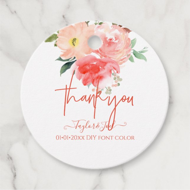 Étiquettes Cadeau Aquarelle bleu Dusty Rose Script (Devant)