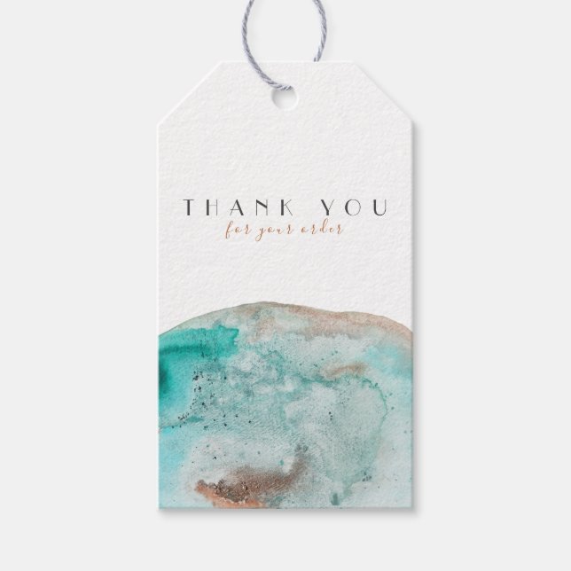 Étiquettes-cadeau Aquarelle | Bleu | MERCI | Balises cadeaux (Devant)