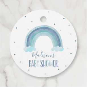 Étiquettes Cadeau Aquarelle bleu Rainbow Baby shower Cadeau
