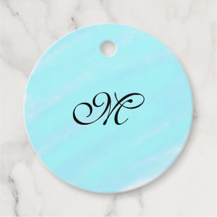 Étiquettes Cadeau Aquarelle bleu vert monogramme ajouter le pastel l