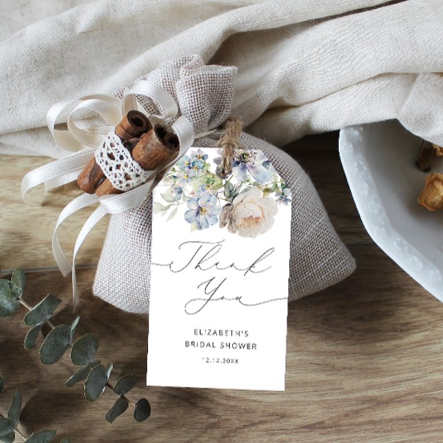 Étiquettes-cadeau Aquarelle Blush Fête des mariées Florale Merci (Créateur téléchargé)