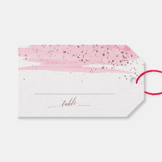 Étiquettes-cadeau Aquarelle Blush & Rose Gold Place Card Favoriser l (Devant (Horizontal))