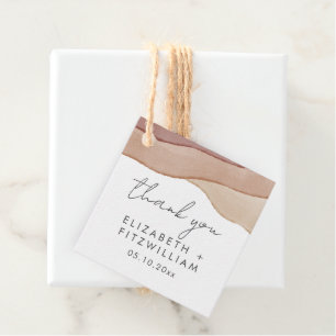 Étiquettes Cadeau Aquarelle Boho Abstraite   Merci rouille