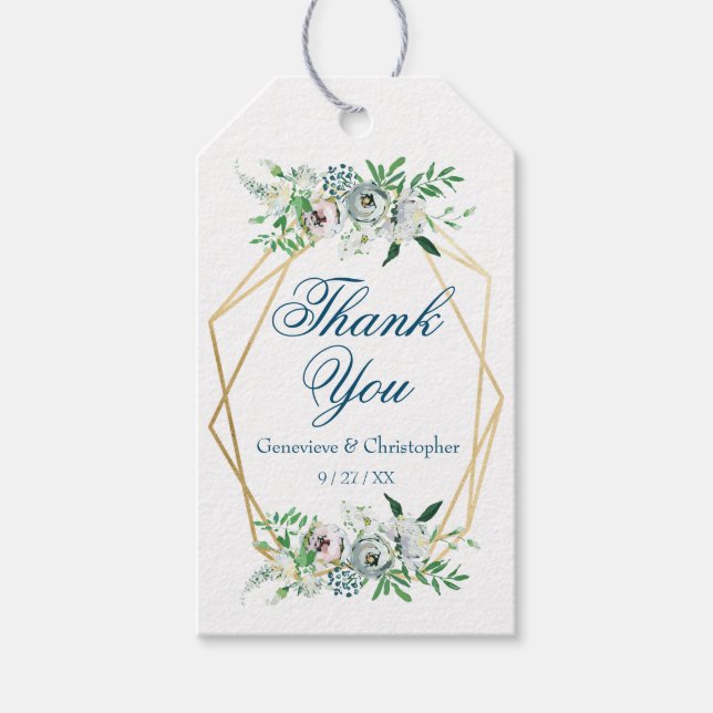 Étiquettes-cadeau Aquarelle Boho Floral Mariage géométrique Merci (Devant)