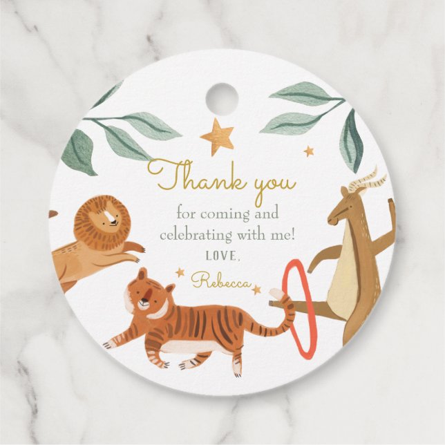 Étiquettes Cadeau Aquarelle Bois Baby shower animal forestier (Dos)