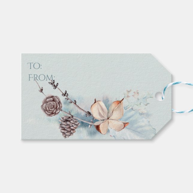 Étiquettes-cadeau Aquarelle Bois Chèvres blanches (Devant (Horizontal))