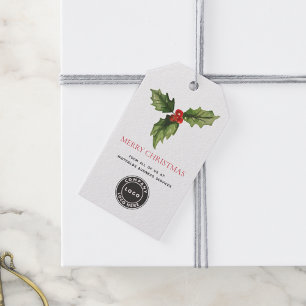 Étiquettes-cadeau Aquarelle Botanique Logo d'affaires Noël