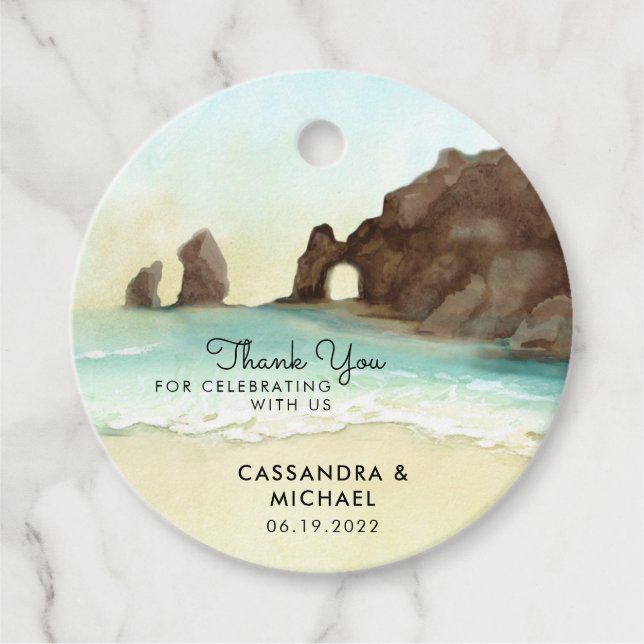 Étiquettes Cadeau Aquarelle Cabo San Lucas Mexique (Devant)