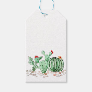 Étiquettes-cadeau aquarelle, cactus