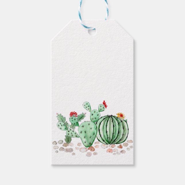 Étiquettes-cadeau aquarelle, cactus (Devant)