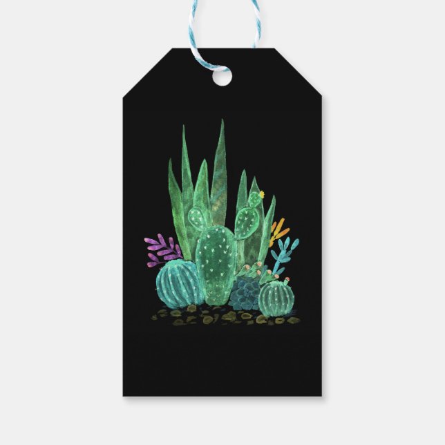 Étiquettes-cadeau Aquarelle, cactus (Dos)