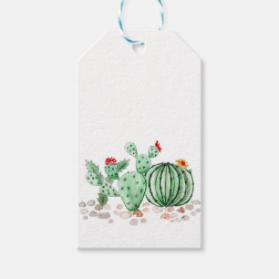 Étiquettes-cadeau aquarelle, cactus