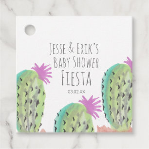 Étiquettes Cadeau Aquarelle Cactus Plantes Baby shower peint à la ma