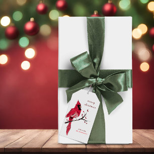 Étiquettes-cadeau Aquarelle Cardinal Christmas Cadeau Tags