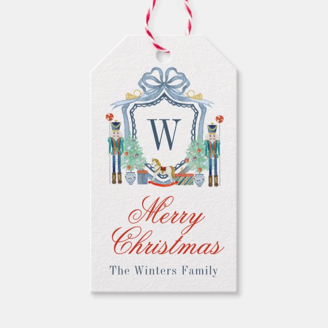 Étiquettes-cadeau Aquarelle Casse-monogramme Noël (Devant)