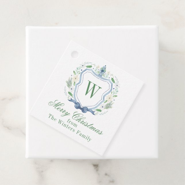 Étiquettes Cadeau Aquarelle Chinoiserie Ginger Jar Monogram Crest (En situation)