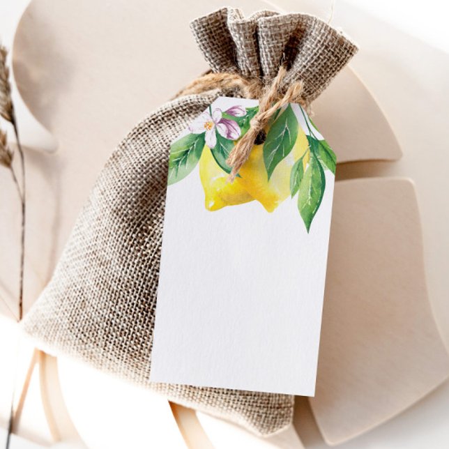 Étiquettes-cadeau Aquarelle citron blanc (Créateur téléchargé)