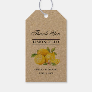 Étiquettes-cadeau Aquarelle Citrons Limoncello Mariage Kraft