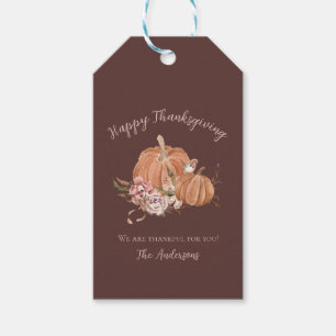Étiquettes-cadeau Aquarelle Citrouilles Automne Botanique Texte Pers