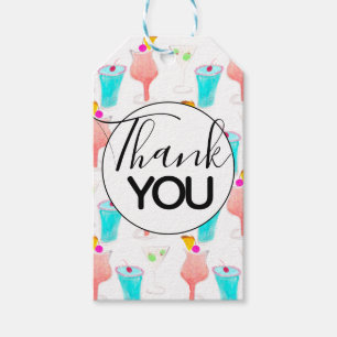 Étiquettes-cadeau Aquarelle Cocktail Margarita Motif Merci